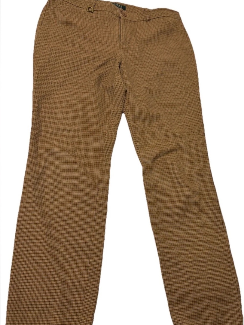 Vintage Lauren Ralph Lauren Brown Micro-Check Straight Leg Trousers